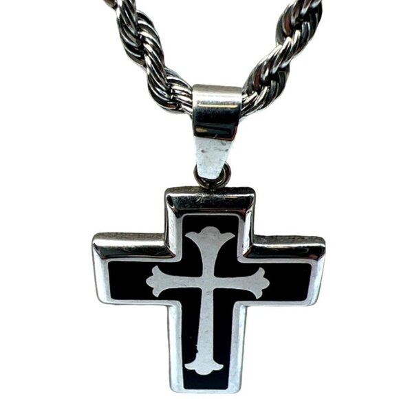 Stainless Steel Cross Necklace & Saint Benedict Bracelet.  B90 - Picture 3 of 16
